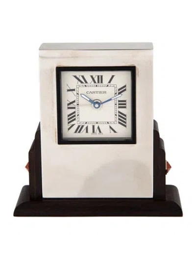 Pre-owned Cartier Art Deco Desk Alarm Clock In Silver