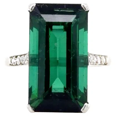 Pre-owned Cartier Art Deco Green Tourmaline And Diamond Ring