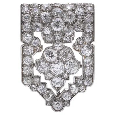 Pre-owned Cartier Art Deco Platinum Diamond Brooch, Circa 1920s, France, 3.00 Ct In Multi