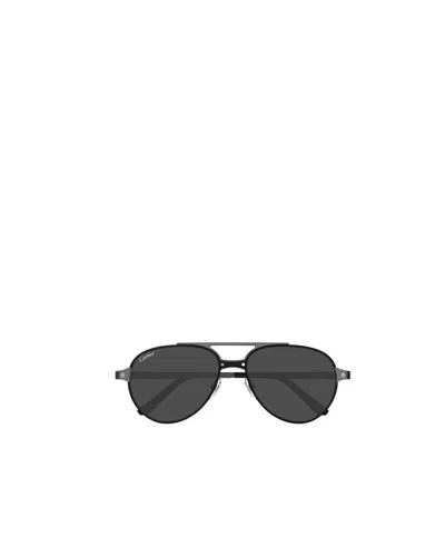 Cartier Aviator Frame Sunglasses In Black