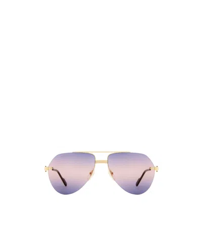 Cartier Aviator Frame Sunglasses In Gold