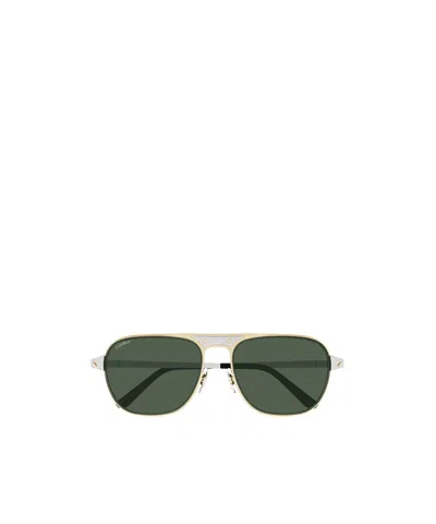 CARTIER CARTIER SANTOS BRUSHED PILOT FRAME SUNGLASSES