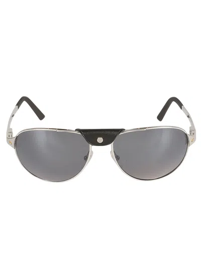 Cartier Aviator Sunglasses In Silver/grey