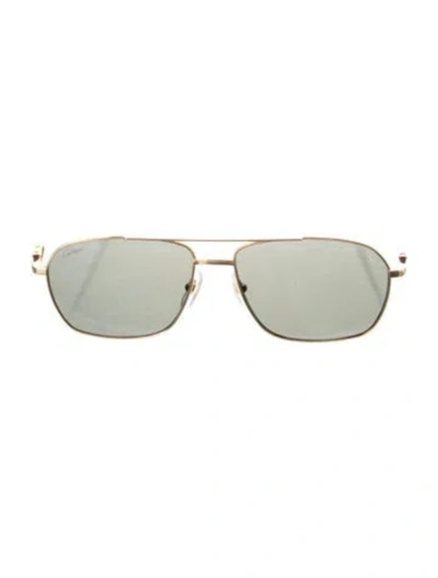 Pre-owned Cartier Aviator Tinted Sunglasses In Gold