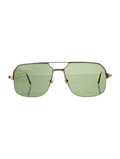 Pre-owned Cartier Aviator Tinted Sunglasses In Gold