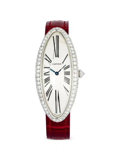 Pre-owned Cartier Baignoire Allongée 21mm Watch In White