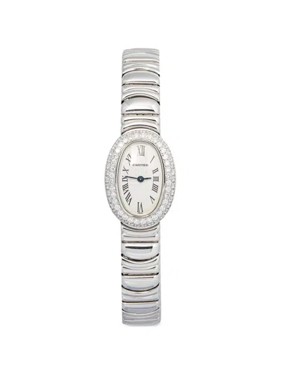 Pre-owned Cartier Baignoire Diamond 31mm Watch In White
