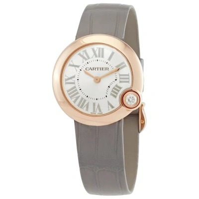 Cartier Ballon Blanc De  18kt Rose Gold Silver Dial Ladies Watch Wgbl0005 In Gold / Gold Tone / Grey / Rose / Rose Gold / Rose Gold Tone / Silver
