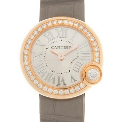 Cartier Ballon Blanc De  Quartz Diamond Silver Dial Ladies Watch Wjbl0006 In Gold