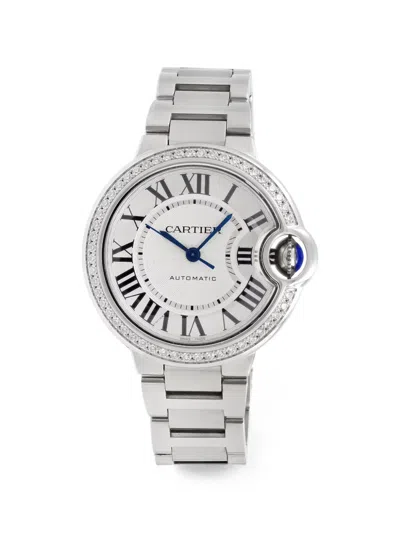 Pre-owned Cartier Ballon Bleu 33mm Diamond Watch In White