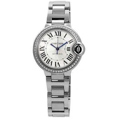 Pre-owned Cartier Ballon Bleu Automatic Diamond Silver Dial Ladies Watch W4bb0023