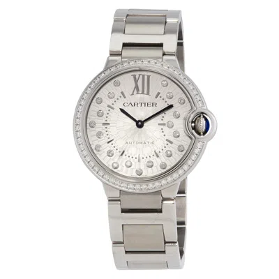 Cartier Ballon Bleu Automatic Diamond Silver Dial Ladies Watch W4bb0036 In Brown