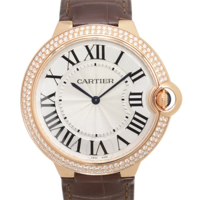 Cartier Ballon Bleu De  Hand Wind Diamond Silver Dial Men's Watch We902055 In Gold
