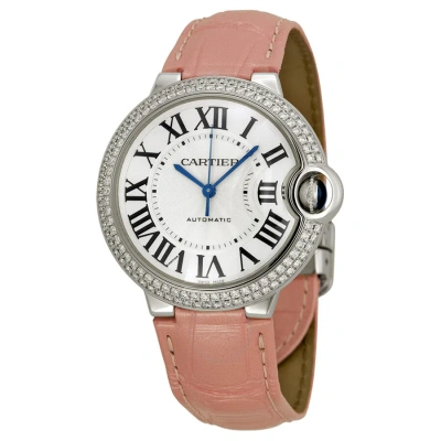 Cartier Ballon Bleu De  Silvered Opaline Dial 18kt White Gold Medium Watch We900651 In Pink