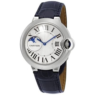 Cartier Ballon Bleu Moonphase Automatic Silver Dial Ladies Watch Wsbb0020 In Blue