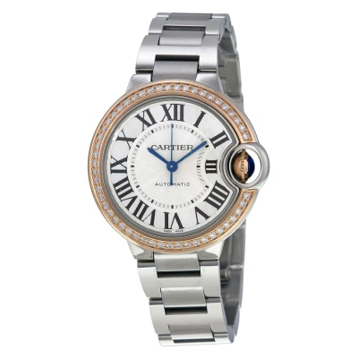 Cartier Ballon Bleu Silver Dial Stainless Steel Diamond Ladies Watch We902080 In Gold