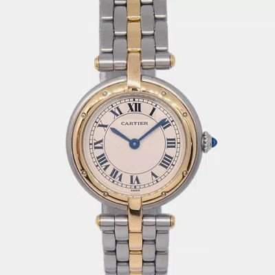 Pre-owned Cartier Beige 18k Yellow Gold Stainless Steel Panthere Vendome 1057920 Quartz Women's Wristwatch 24 Mm