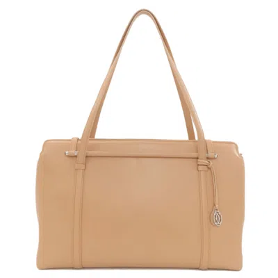 Pre-owned Cartier Beige Leather Tote Bag () In Sand