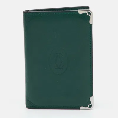 Pre-owned Cartier Bifold Card Case In Green
