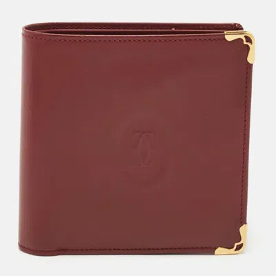 Pre-owned Cartier Bifold Wallet In Burgundy