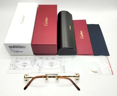 Pre-owned Cartier Big C Piccadilly Gold Glasses Ct0092o In Clear