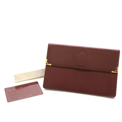 Pre-owned Cartier Black Bordeaux Leather Card Wallet () In Multi