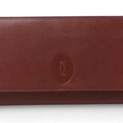 Pre-owned Cartier Black Bordeaux Leather Clutch Bag () In Black, Bordeaux
