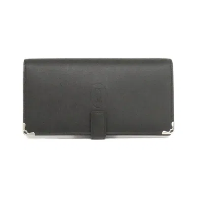 Pre-owned Cartier Black Bordeaux Leather Long Wallet (bi-fold) () In Multi