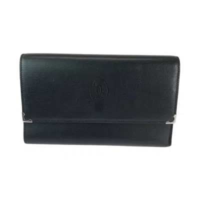 Pre-owned Cartier Black Bordeaux Leather Wallet (tri-fold) () In Multi