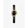 Cartier Black Crwgba0040 Baignoire Mini 18ct Yellow-gold And Leather Quartz Watch In Black