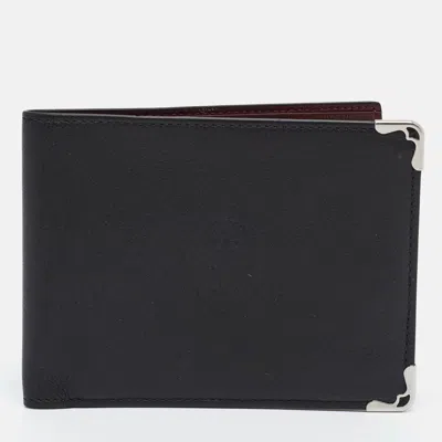Pre-owned Cartier Black Leather 6cc Bifold Wallet