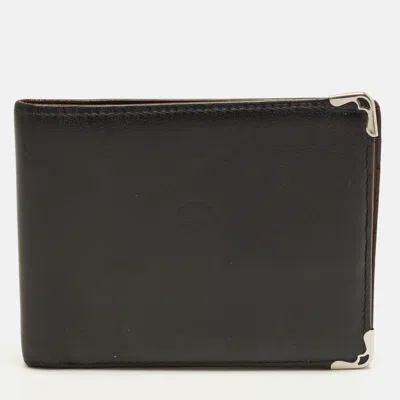 Pre-owned Cartier Black Leather Bifold Wallet