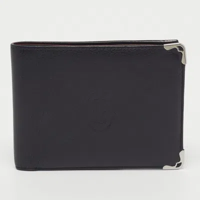 Pre-owned Cartier Black Leather Bifold Wallet