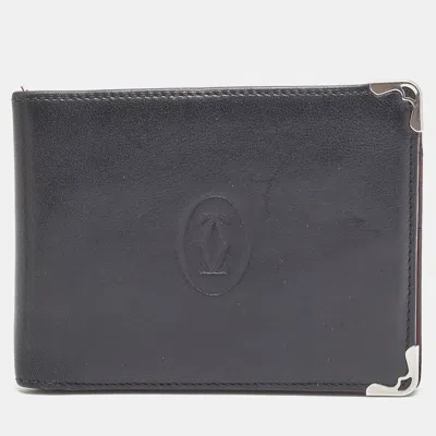 Pre-owned Cartier Black Leather Bifold Wallet