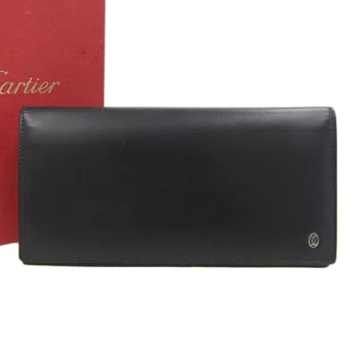 Pre-owned Cartier Black Leather Bill Wallet (bi-fold) ()