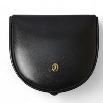 Pre-owned Cartier Black Leather Coin Purse/coin Case ()