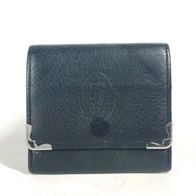 Pre-owned Cartier Black Leather Coin Purse/coin Case ()