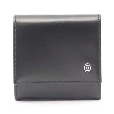 Pre-owned Cartier Black Leather Coin Purse/coin Case ()