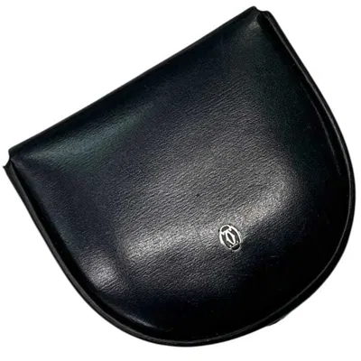 Pre-owned Cartier Black Leather Coin Purse/coin Case ()