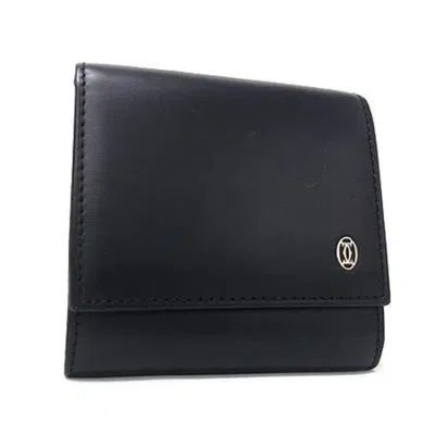 Pre-owned Cartier Black Leather Coin Purse/coin Case ()