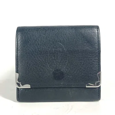 Pre-owned Cartier Black Leather Coin Purse/coin Case ()