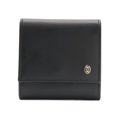 Pre-owned Cartier Black Leather Coin Purse/coin Case ()