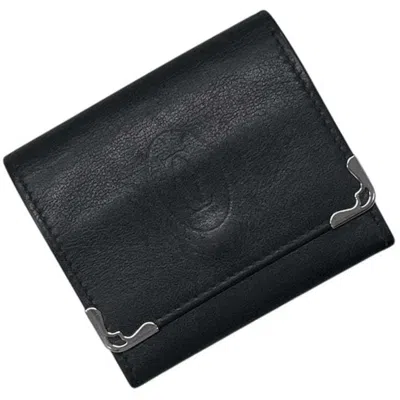Pre-owned Cartier Black Leather Coin Purse/coin Case ()