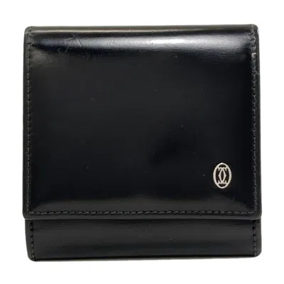 Pre-owned Cartier Black Leather Coin Purse/coin Case ()