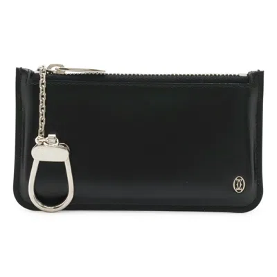 Pre-owned Cartier Black Leather Coin Purse/coin Case ()