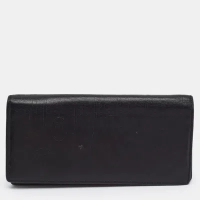 Pre-owned Cartier Black Leather Continental Wallet