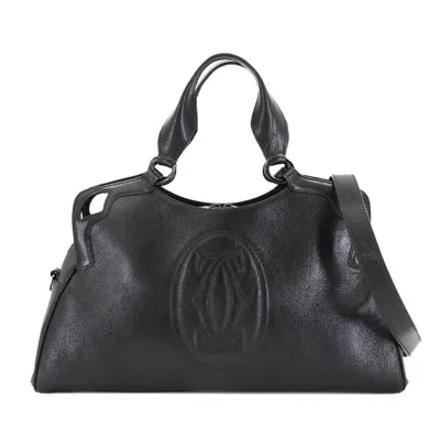 Pre-owned Cartier Black Leather Handbag Shoulder Bag ()