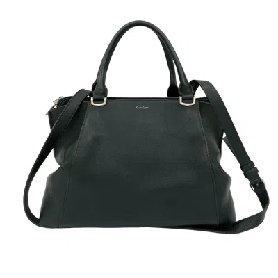 Pre-owned Cartier Black Leather Handbag Shoulder Bag Tote Bag ()