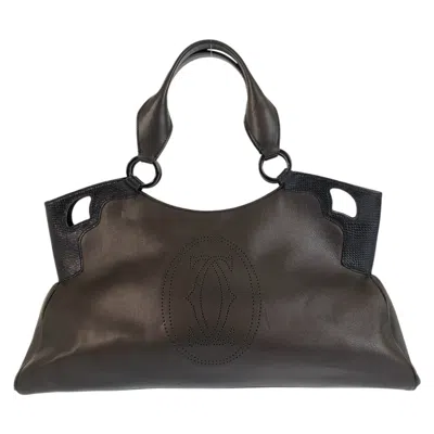 Pre-owned Cartier Black Leather Handbag Shoulder Bag Tote Bag ()