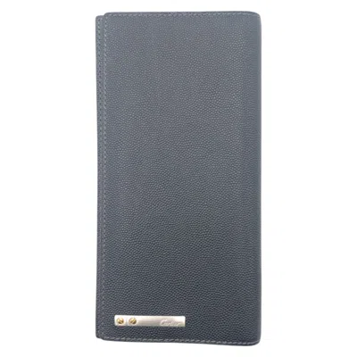 Pre-owned Cartier Black Leather Long Wallet (bi-fold) ()